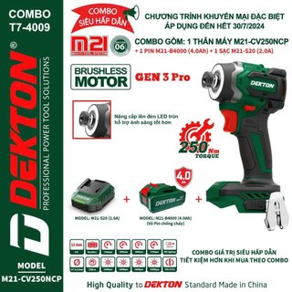 Máy chuyên vít dùng pin 21v dekton m21-cv250ncp