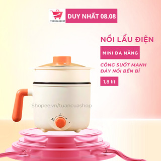 Nồi lẩu điện mini, nồi lẩu đa năng chống dính van đá có 2 nấc nhiệt, nồi lẩu 2 tầng tặng kèm giá hấp đa năng
