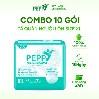 Combo 10 gói tã/bỉm quần người lớn, người già peppy siêu mềm, siêu thấm, kháng khuẩn size xl