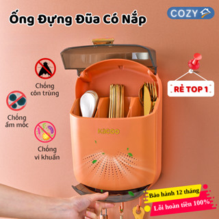 Hộp đựng đũa muỗng treo tường thoáng khí ngăn ẩm mốc, Ống đựng đũa có nắp đậy chống bụi, côn trùng tích hợp móc treo