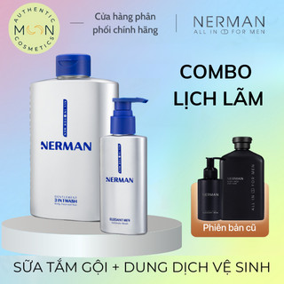 Combo Lịch Lãm Nerman Gentleman 3in1 - Combo Sữa Tắm Và Dung Dịch Vệ Sinh Nerman Hương Nước Hoa Cao Cấp - Chính Hãng