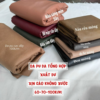 Vải Da Tổng Hợp- Da PU xuất khẩu dư giãn 2c Ứng dụng may áo khoác da, chân váy, áo choàng, blazer, quần da