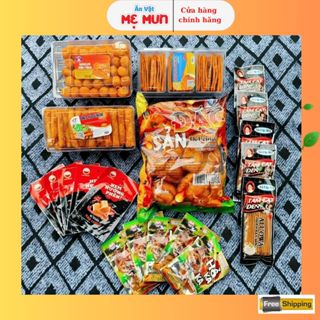 COMBO Đồ Ăn Vặt 4 Món: 4 Bánh Pò Quẩy Siêu Ngon, 5 Gói Tăm Cay Đen, 5 Gói Nem Nướng Phên, 5 Gói Hổ KaKa Ăn Vặt Thích Mê