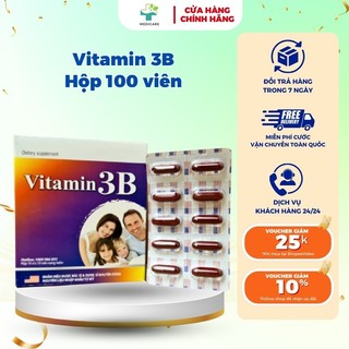 Vitamin 3B Giúp bổ sung và dự phòng thiếu hụt vitamin B1, B6, B12 cho cơ thể hộp 100 viên