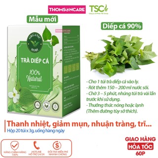 Trà diếp cá thanh nhiệt, giảm mụn, mẫu mới Hobi (Hộp 20 túi x 3g) - Hỗ trợ giảm trĩ, táo bón, bổ sung chất xơ, đẹp da