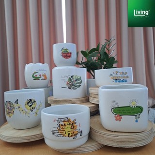 Chậu trồng cây sứ Bát Tràng, chậu trồng cây để bàn, cây văn phòng, cây phong thủy | Living Decor