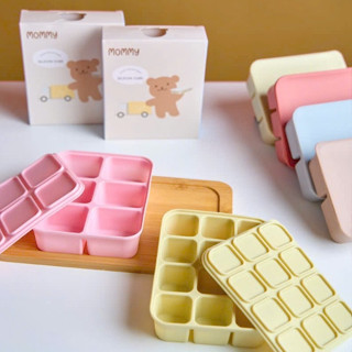 Khay trữ đông bằng silicon 6 ngăn và 12 ngăn hàng cao cấp có nắp đậy trữ đông đồ ăn dặm cho bé
