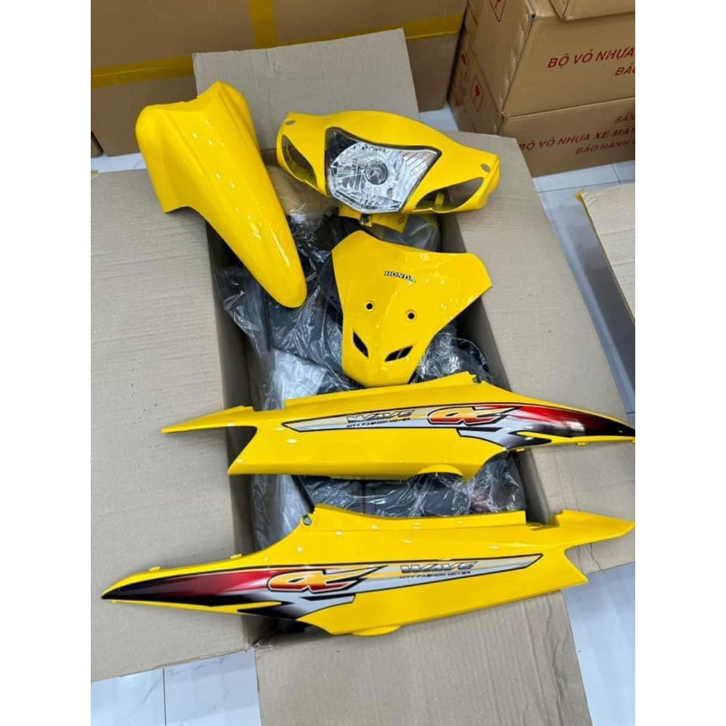 tem chế Wave rs 100 màu vàng- Tem decal 3 lớp