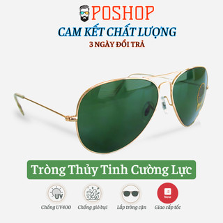 Mắt kính mát nam nữ gọng kim loại thiết kế kiểu phi công tròng thuỷ tinh cường lực chống uv400 R3026