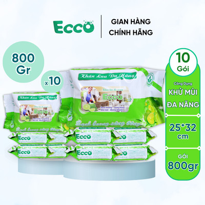 Thùng 5&10 Gói Khăn Ướt Lau Bếp Đa Năng Gói 800Gr ECCO Dùng 1 Lần