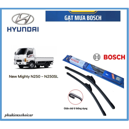 Gạt Mưa Xe HYUNDAI Mighty N250-N250SL Thương Hiệu BOSCH Aerofit Lưỡi Silicone Cao Cấp-GIÁ 1 CẶP