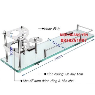 Kệ gương kiếng nhà tắm để ly, bàn chải, kem đánh răng