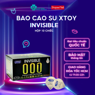  Bao cao su XTOY INVISIBLE 001 siêu mỏng nhiều gel bôi trơn hương thơm - Hộp 10 chiếc 