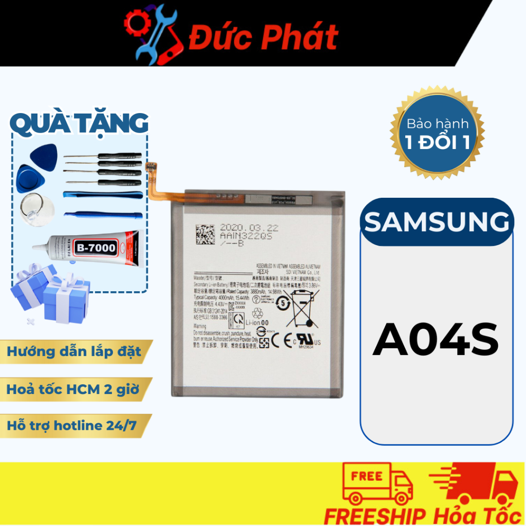 PIN THAY THẾ SAMSUNG A04S ( BA217ABY ) - Tặng kèm keo dán và bộ sửa