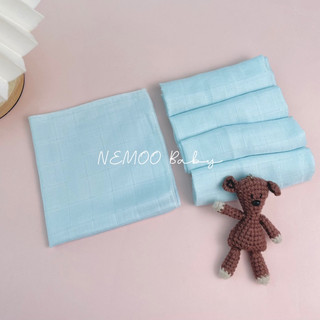 Khăn sữa sợi tre 2 lớp, khăn sợi tre màu trơn NEMOO Baby