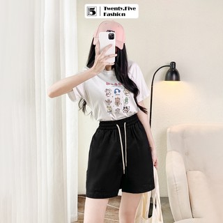 Áo thun nữ Twentyfive ngắn tay in chữ HELLO, in hình động vật 5767
