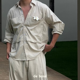Áo linen - sand linen shirt - de basé