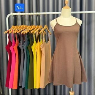 Đầm 2 Dây nữ Dáng Suông Váy Xòe Nhẹ Cá Tính Vải Gân Tăm Co Giãn (CÓ BIGSIZE) - G664