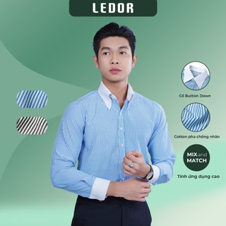 Áo sơ mi nam winchester ledor cổ button down form slim-fit sang trọng lịch lãm