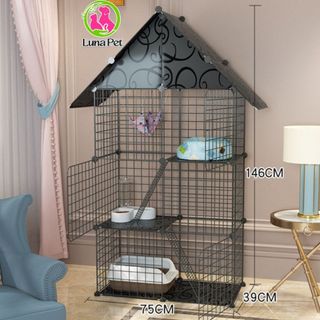 Chuồng mèo 3 tầng lắp ghép đa năng sơn tĩnh điện không gỉ Luna Pet