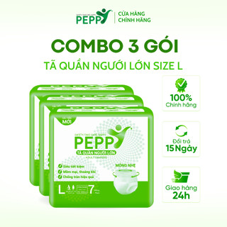 Combo 3 gói tã/bỉm quần người lớn, người già peppy siêu mềm, siêu thấm, kháng khuẩn size l