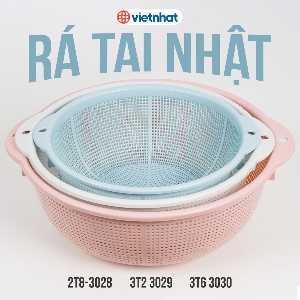 Rổ-rá đựng rau, rổ rá rửa rau, vo gạo, đựng hoa quả Việt Nhật có tai cầm tiện lợi