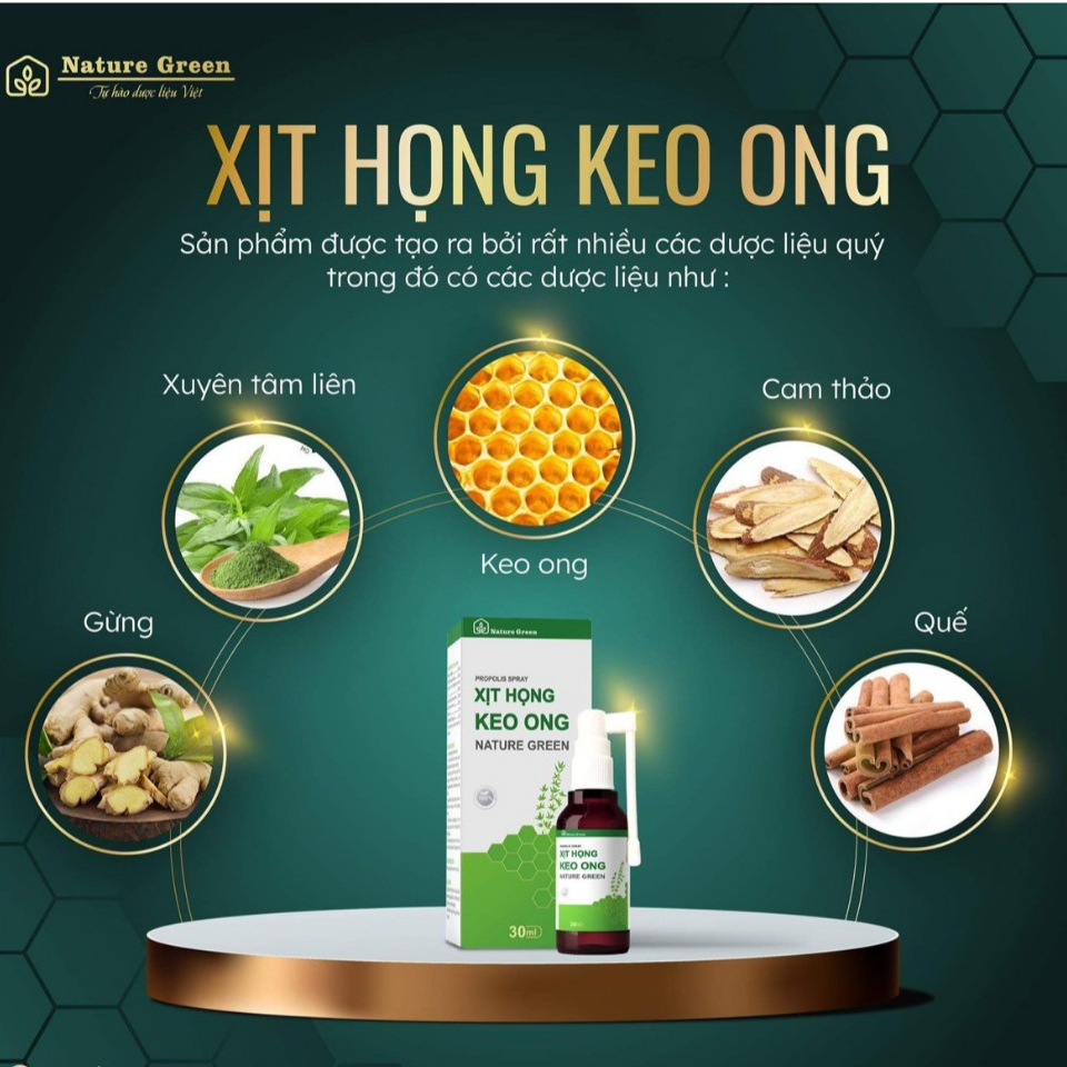 Xịt Họng Keo Ong - Nature Green - Lọ 30ml