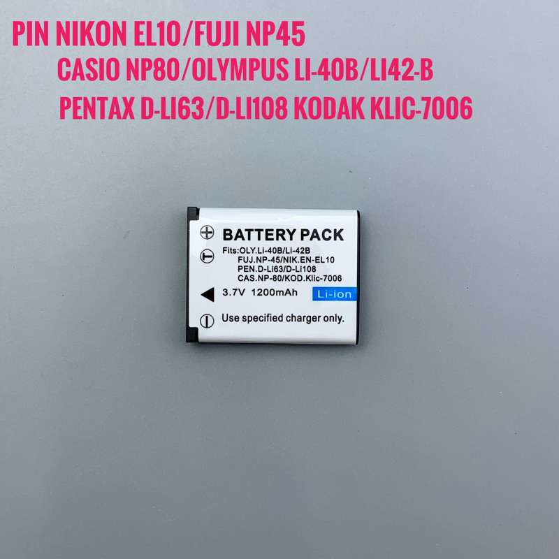 Pin Fuji NP45/Casio NP80/Olympus Li42b/Li40b - Nikon EL10