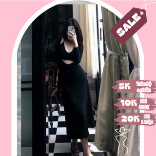 SBD10 Set đầm ôm body dáng dài tay dài kèm áo yếm croptop có mút ngực LiVi Bigsize