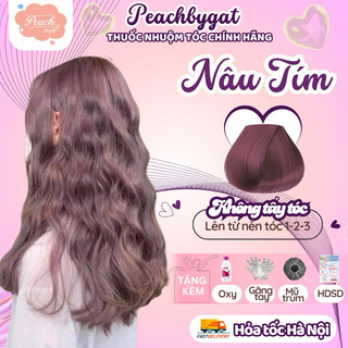 Thuốc nhuộm tóc NÂU TÍM không cần sử dụng thuốc tẩy tóc của Peachbygat , Peach bygat