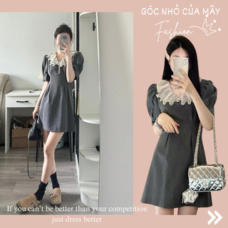 (Góc nhỏ của Mây - ORDER) Kumi Váy xếp ly dáng xoè A màu xám cổ bèo trẻ trung GNCM