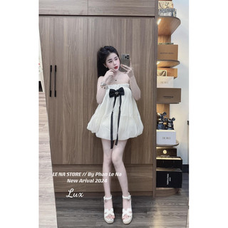 đầm ống voan tơ đính nơ