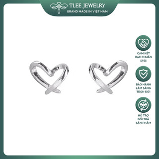 Khuyên tai bạc nữ TLEE trái tim đan chéo xinh xắn TLEE JEWELRY B0145