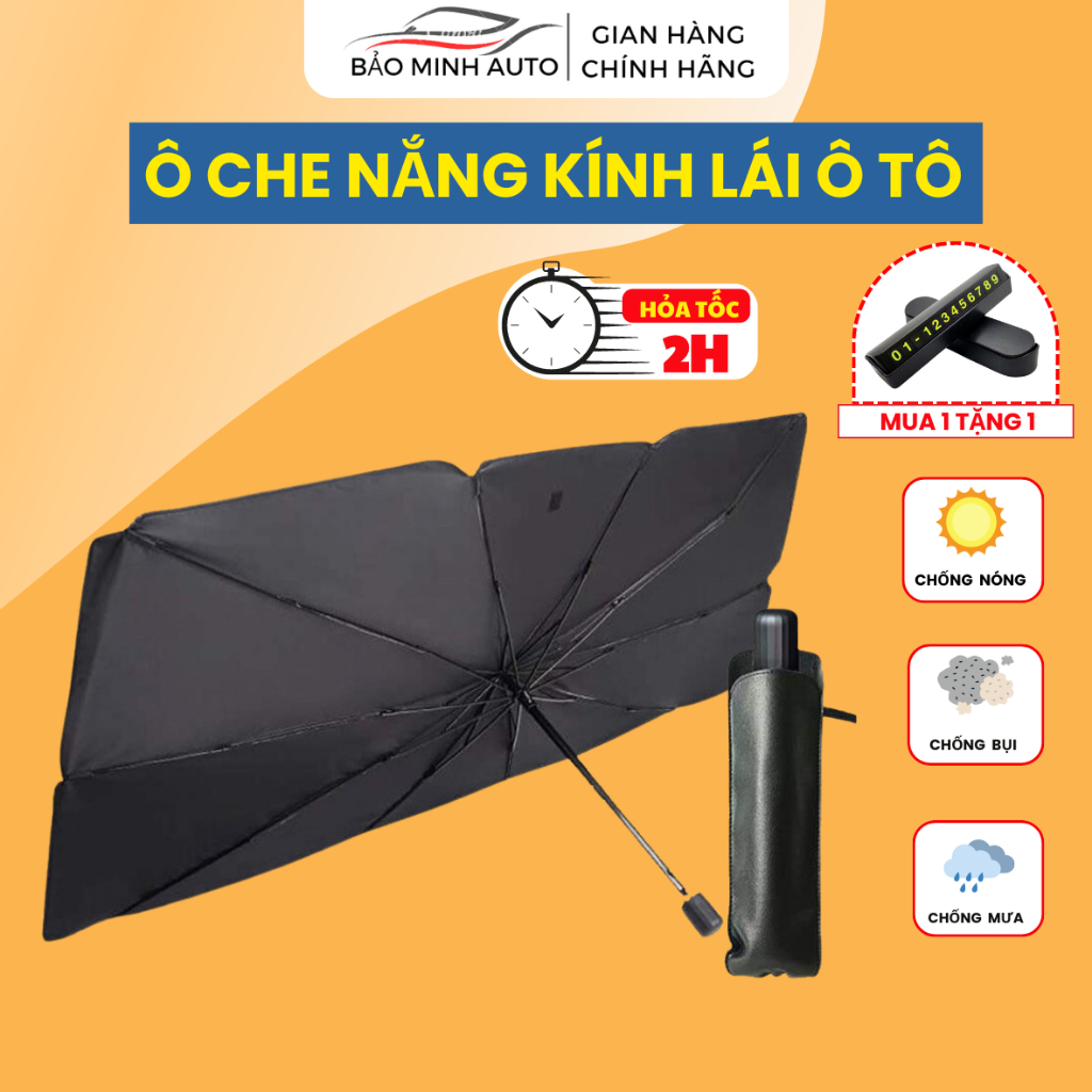 Ô Che Nắng Ô Tô, Ô Che Nắng Kính Lái Ô Tô Phủ Bạc Cao Cấp Chống Nắng, Chống Tia UV Hiệu Quả, Bảo Hành 6 Tháng