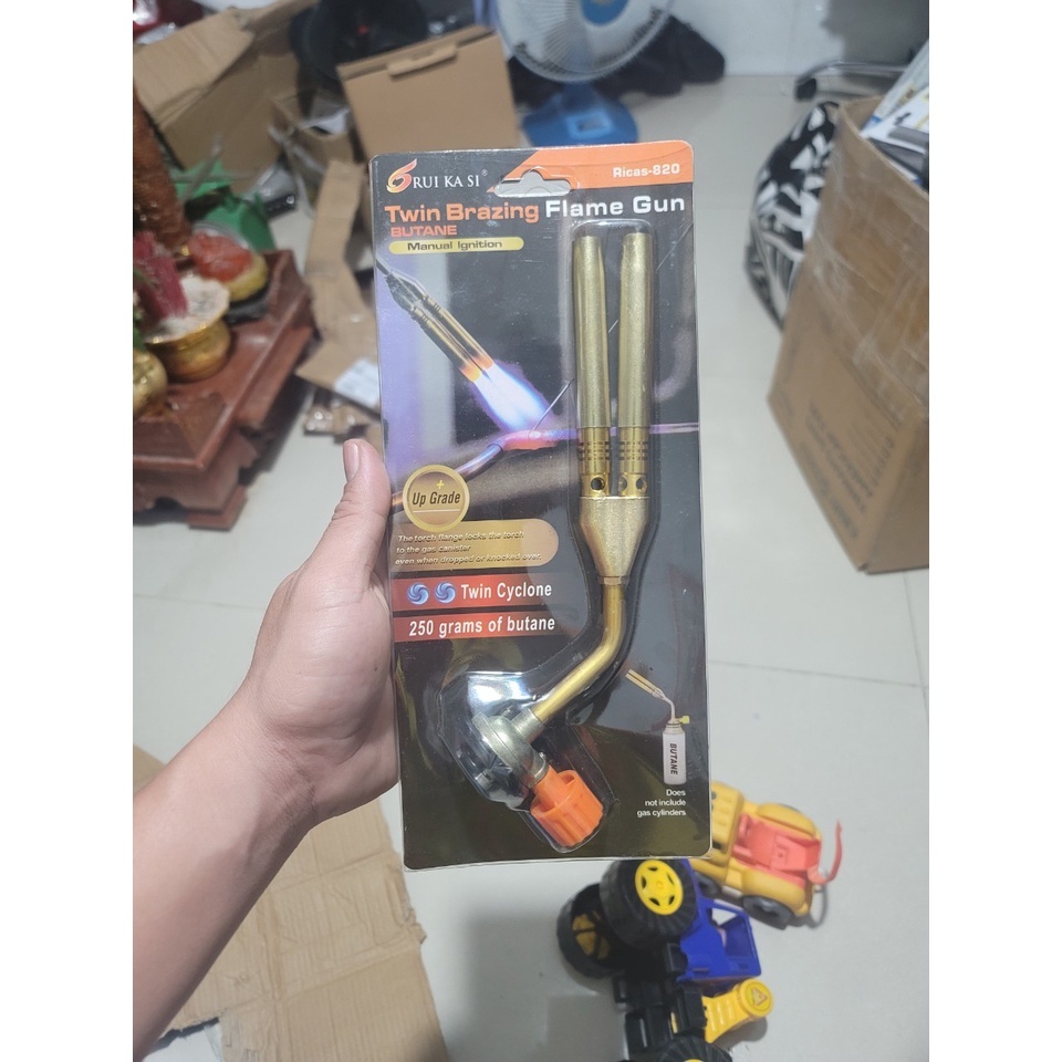 Đèn Khò Gas 2 Ống Đồng, Hàn ống Đồng, Lắp Bình Gas Mini