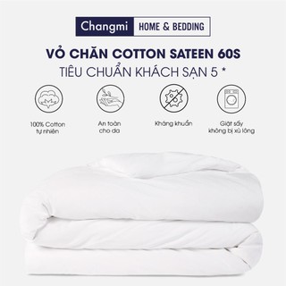 Vỏ chăn Changmi Home Cotton cao cấp 60S trắng trơn. Tiêu chuẩn khách sạn 5 sao_Changmi Home