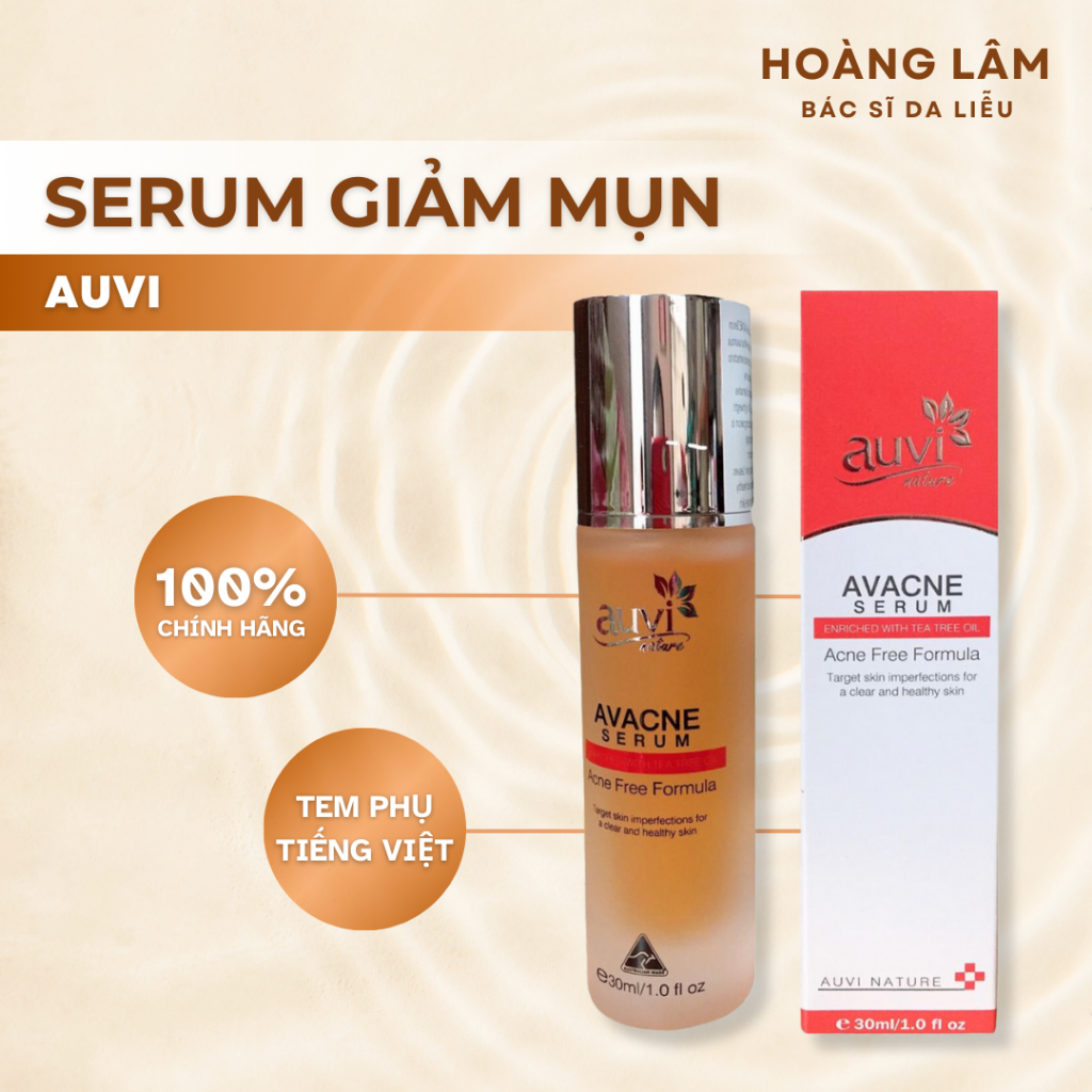 Serum AUVI  giảm mụn, giảm đốm thâm Auvi Avacne Serum 30ml hỗ trợ ngừa thâm mụn- Dr. Hoàng Lâm
