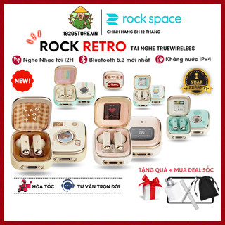 Tai Nghe Không Dây Bluetooth Rock Retro Style True Wireless Stereo Rockspace Nghe 12H - Chính Hãng BH 12T
