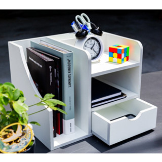  Kệ sách để bàn tủ đựng đồ có ngăn kéo MIN Decor chất liệu gỗ MDF chống ẩm để hồ sơ tài liệu phòng làm việc,học tập MS2 
