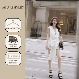 Váy cổ v ngắn xếp nơ 𝐋𝐈𝐍𝐃𝐀 𝐃𝐑𝐄𝐒𝐒 / 𝐊𝐑𝐈𝐒𝐓𝐄𝐍 𝐃𝐑𝐄𝐒𝐒 - 𝐀𝐒𝐇𝐘𝐋𝐄𝐘