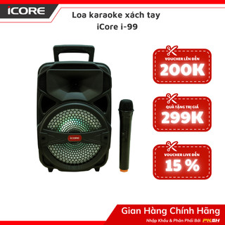 Loa karaoke xách tay iCore I-99 kèm micro - âm thanh hoàn hảo, tích hợp vang số , đèn LED tự động