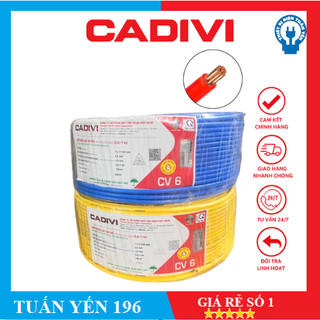  Dây Cáp Điện Cadivi CV 6.0 8.0,10.0  cuộn 100m dây đơn - Hàng Chính Hãng 