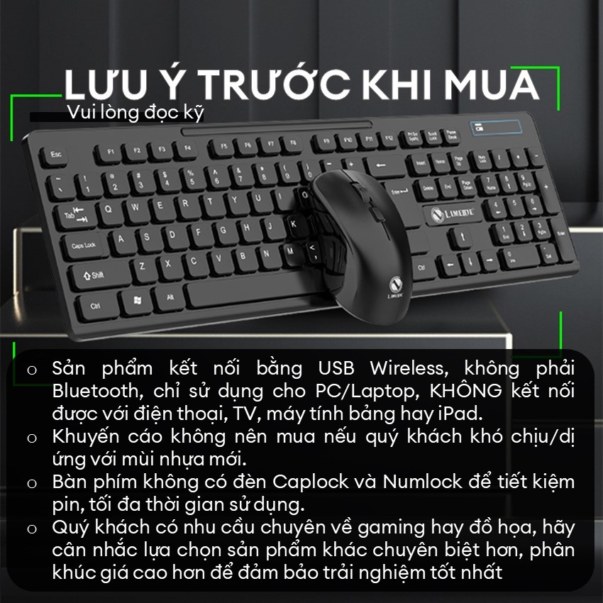 Bàn Phím Không Dây Kèm Chuột Máy Tính Combo USB Wireless 2.4Ghzz | BigBuy360 - bigbuy360.vn