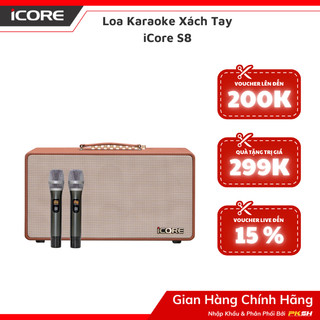 Loa karaoke xách tay iCore S8 - loa bass đôi, âm thanh stereo sống động, công suất lên đến 400W