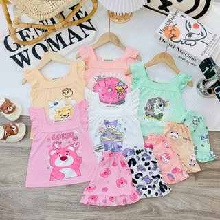 [Bé 7-28kg] Bộ Ngắn Tay Cánh Tiên Quần Bèo Thun Lạnh Minky Mom Cho Bé Gái