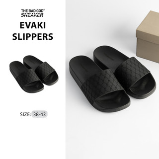 Dép quai ngang slipper The Bad God Evaki đen X02 Black (MUA LÙI 1 SIZE-KHÔNG HỘP )