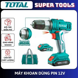 Total máy khoan búa dùng pin 12v tidli1222 kèm pin sạc