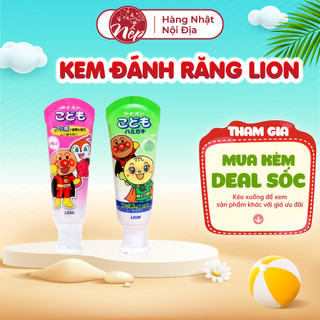 Kem đánh răng cho bé nuốt được LION Nhật Bản 40g cho bé từ 12 tháng tuổi vị dưa gang vị dâu