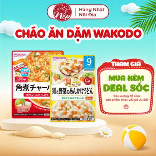 Cháo ăn dặm Wakodo ăn liền cho bé 7m 9m 12m cháo mì nui súp gói 80gr đủ vị - Nếp Shop