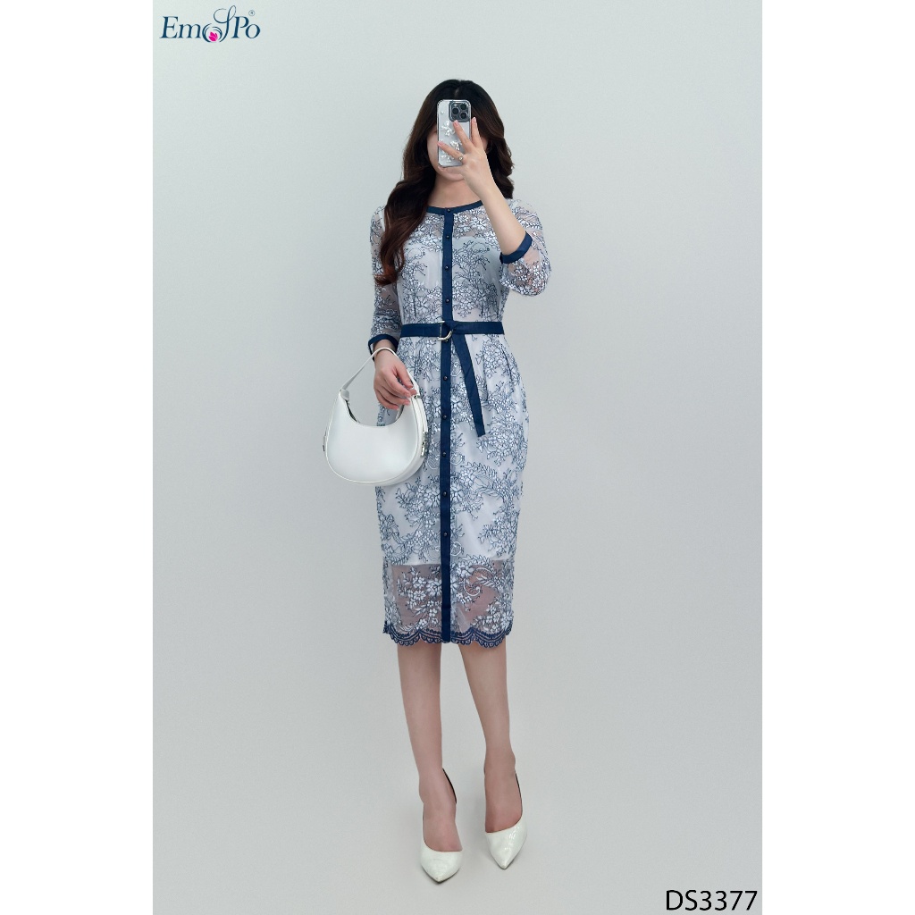 Đầm cổ tròn Emspo tay dài DS3377